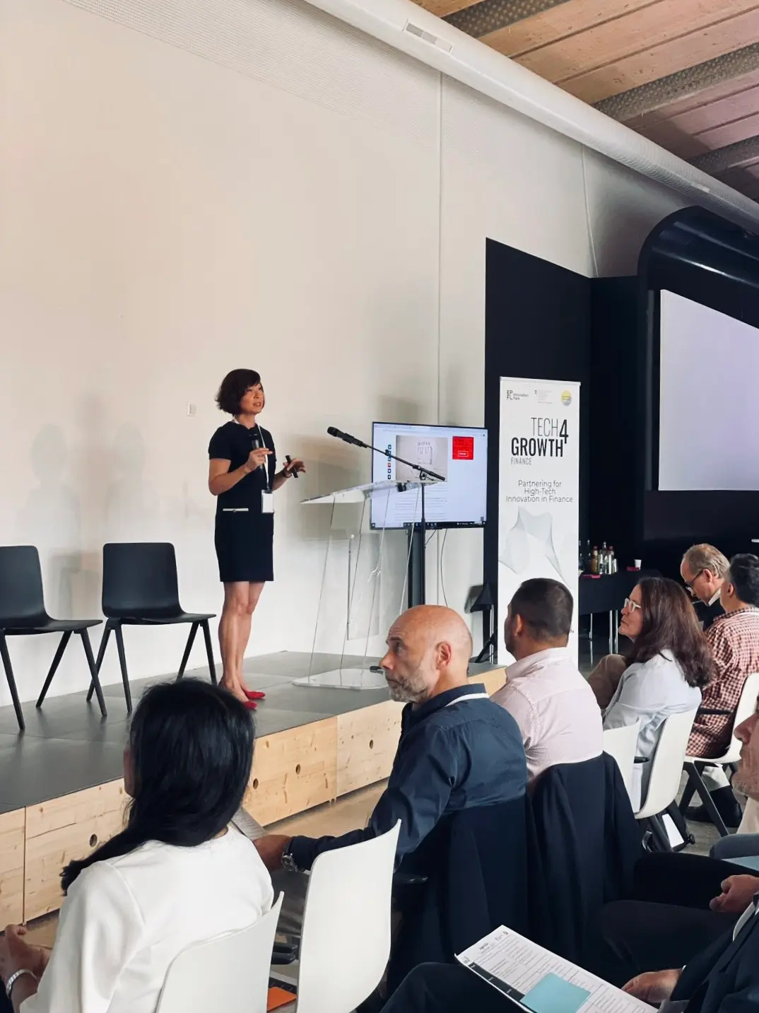 Workshop presenter on stage